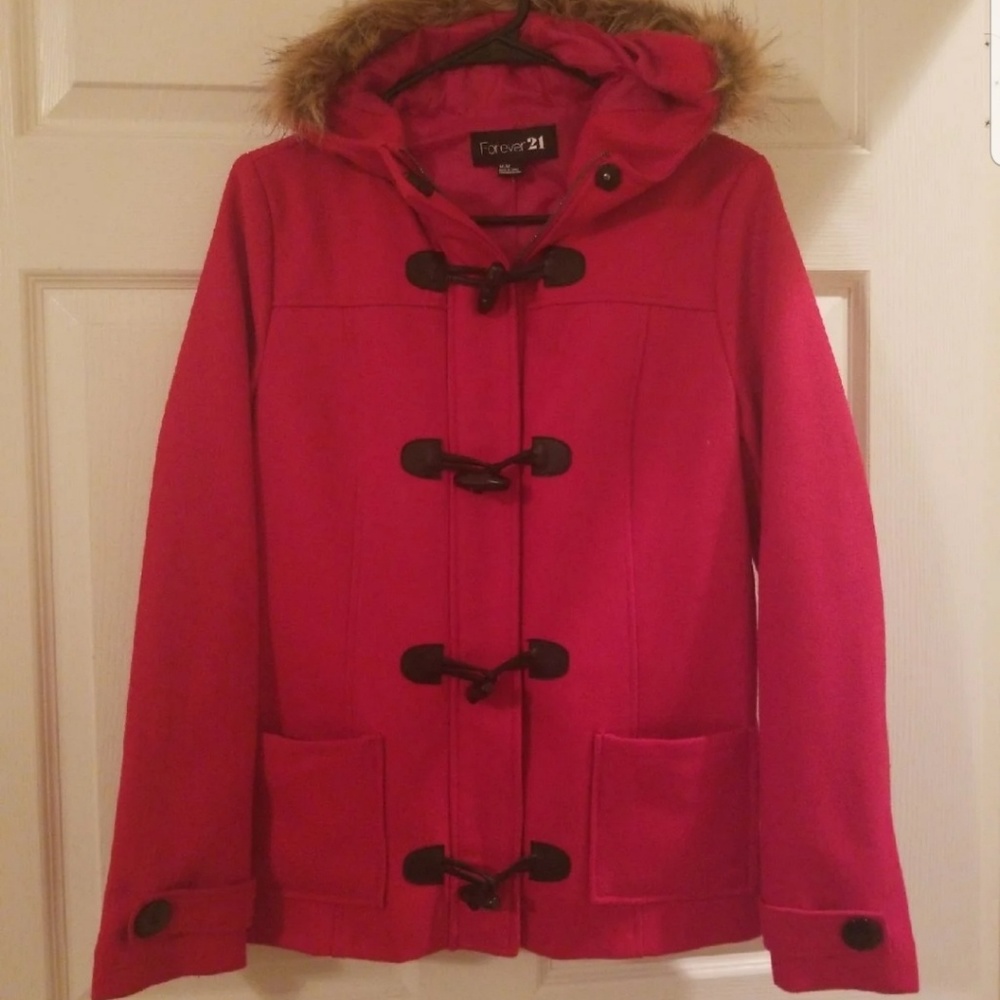 Forever21 Super Cute Red Wool esk Jacket